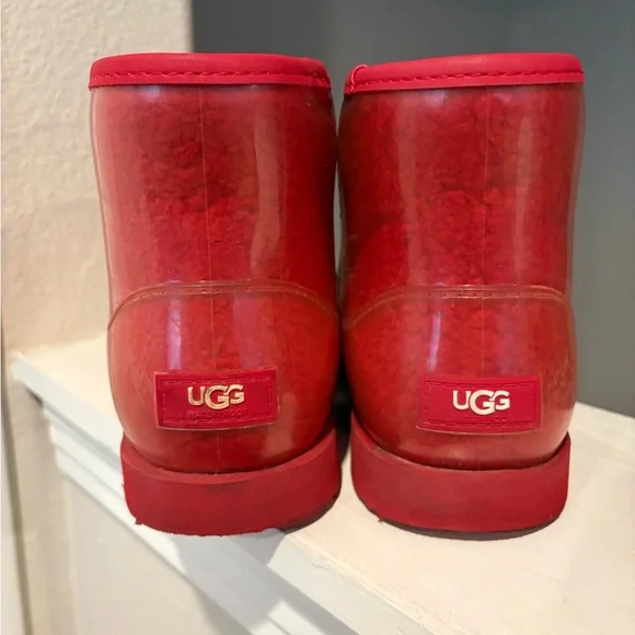 UGG Big Kids Classic Clear Mini II Rain Boot Samba Red Big Kid Size 5/Women 6.5 - Picture 8 of 9